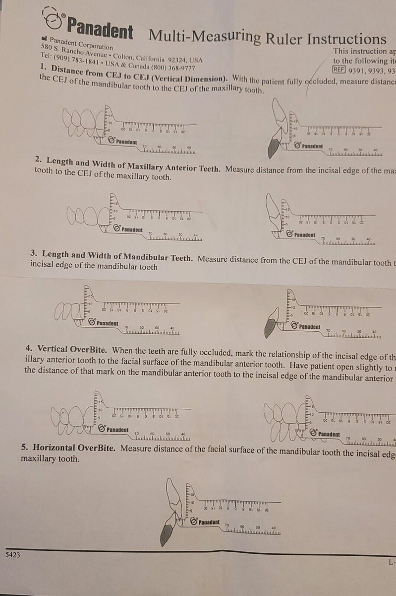 Panadent Multi- Measuring Ruler Dental Lab Instruments Denture tooth p ...